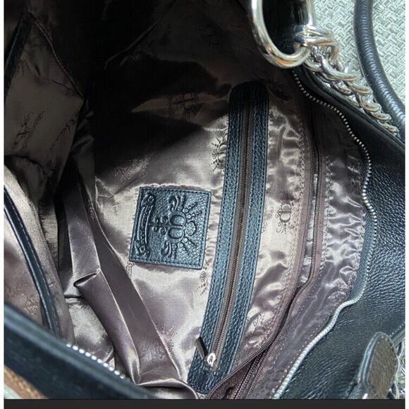 CHRISTINE Price Leather Satchel Shoulder Bag in Black - Picture 5 of 8